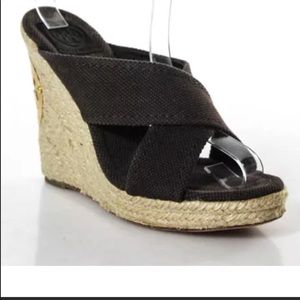 Tory Burch “Kristen” Brown Wedge Sandals